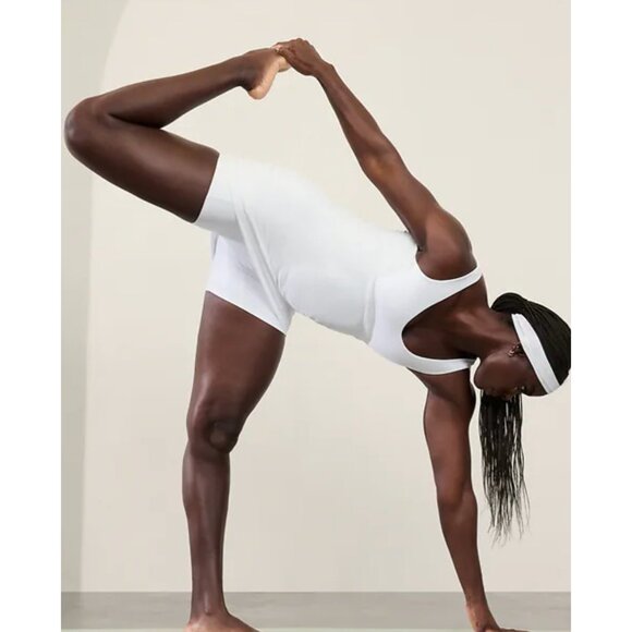 Athleta M Transcend Dress Bright White Medium Tennis Built in Bra and Shorts - Picture 6 of 7